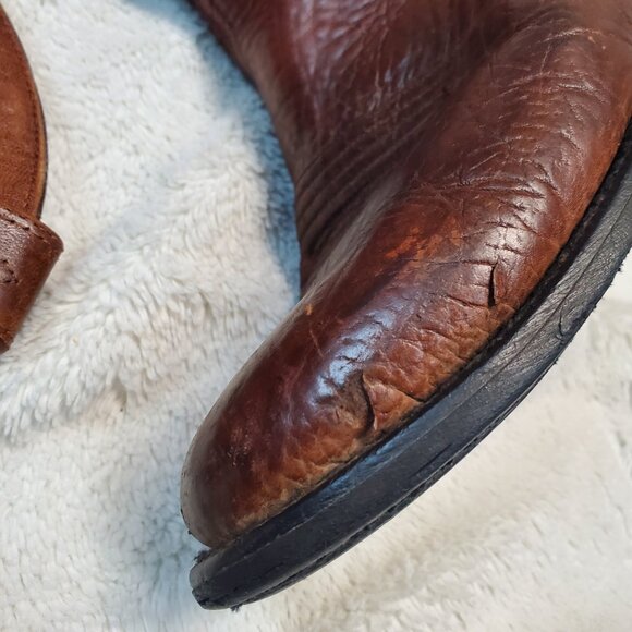 Ariat‎ Tan Cowboy Western Festival Stitched Textured Rodeo Leather Heel Boot 9EE - Picture 5 of 15